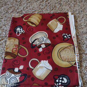 Coffee-themed fabric - 52 x 46 in